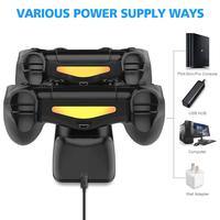 Podwójny uchwyt USB szybkie ładowanie stacji dokującej ładowarka do ładowania na stojąco dla PS4/PS4 Slim/PS4 Pro kontroler do gier Joypad Joystick 5